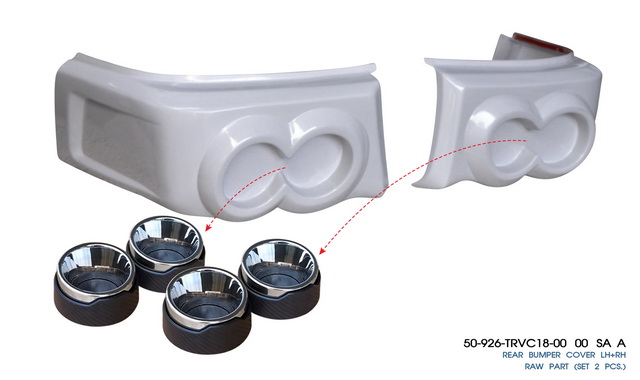 REAR BUMPER COVER LH+RH RAW PART  (Set 2 pcs.)